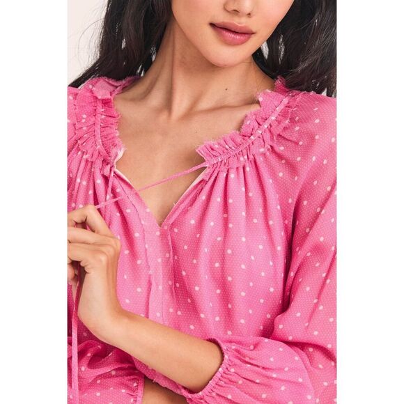 NWT LoveShackFancy Popover Dress in Hot Pink Cherry Size Small $495 MSRP - Picture 5 of 11